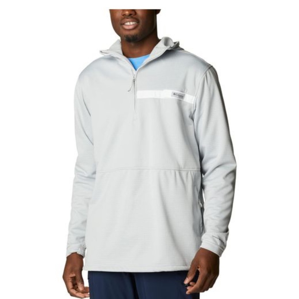 NWT Columbia Skiff Guide 1/2 Zip Hooded Fleece Small Gray